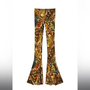Jean Paul Gaultier Papillon Abstract Printed Mesh Flare Pant. Size XS, NWOT